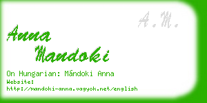 anna mandoki business card